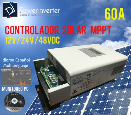REGULADOR SOLAR 12/24/48VDC 60A LCD - MPPT